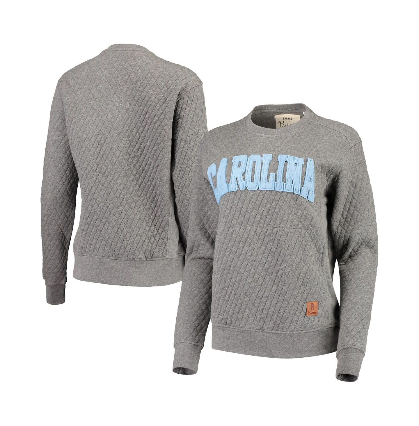 Женские толстовки Pressbox Heathered Gray North Carolina Tar Heels Moose Applique Quilted Crewneck — фото 2