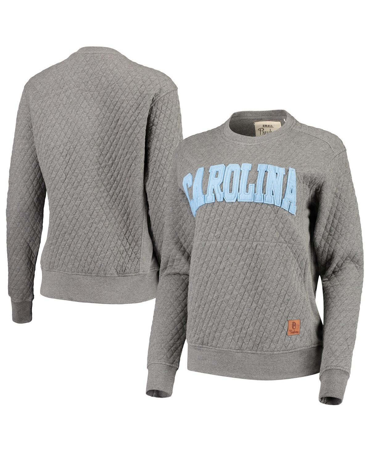 Women's PressboxNorth Carolina Tar Heels Moose Applique Quilted Crewneck Sweatshirt - Heathered Gray