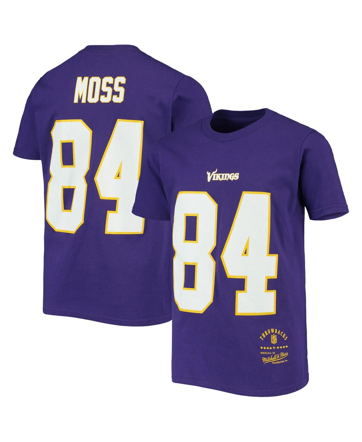 Big Boys Mitchell & Ness Randy MossMinnesota Vikings Retired Retro Player Name and Number T-shirt - Purple