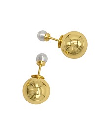 Gold Imitation Pearl Double-Sided Ball Earrings