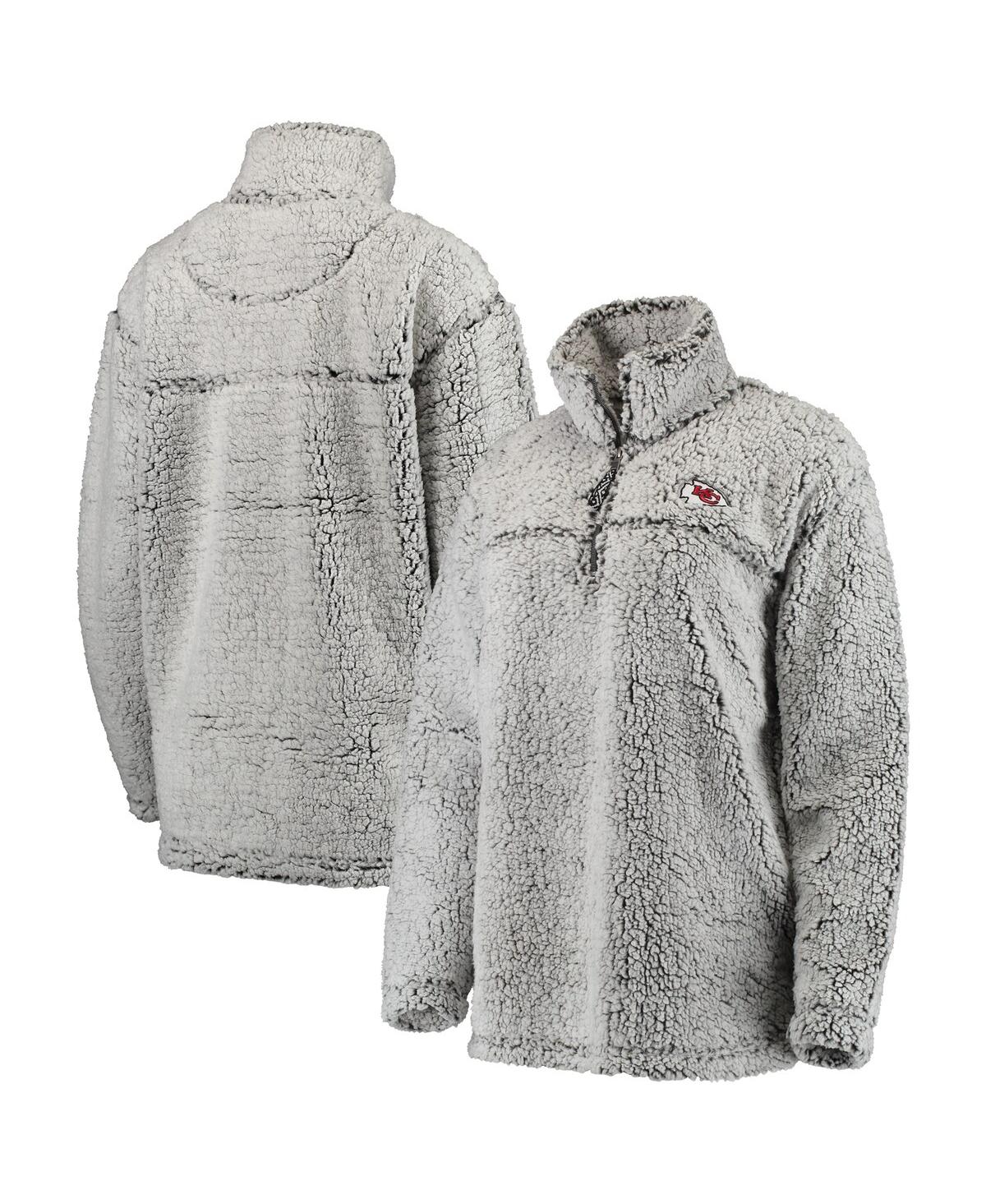 G-iii 4her By Carl Banks Gray Kansas City Chiefs Sherpa Quarter-zip Pullover Jacket In Gray