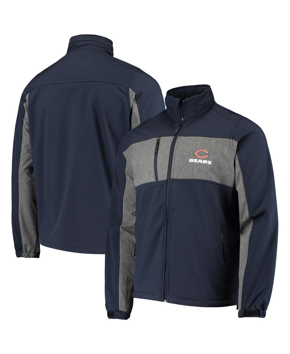 DUNBROOKE MEN'S DUNBROOKE NAVY CHICAGO BEARS CIRCLE ZEPHYR SOFTSHELL FULL-ZIP JACKET 
