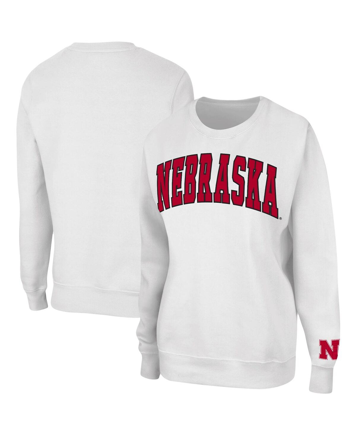 Women's ColosseumNebraska Huskers Campanile Pullover Sweatshirt - White