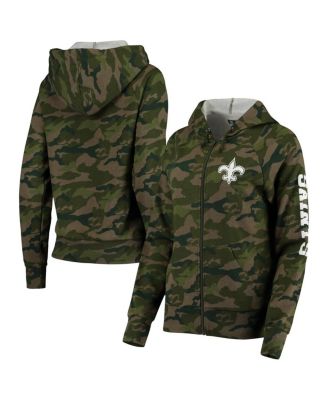 Women's Camo New Orleans Saints Raglan Full-Zip Hoodie