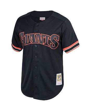 Men's San Francisco Giants Will Clark Mitchell & Ness Black Cooperstown  Collection Mesh Batting Practice Button-Up Jersey