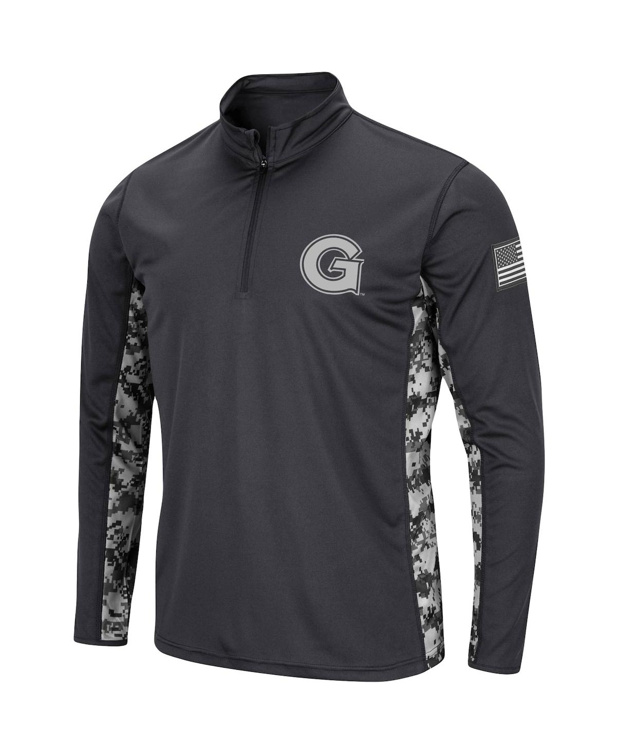 Men's ColosseumGeorgetown Hoyas Oht Military-Inspired Appreciation Digi Camo Quarter-Zip Jacket - Charcoal