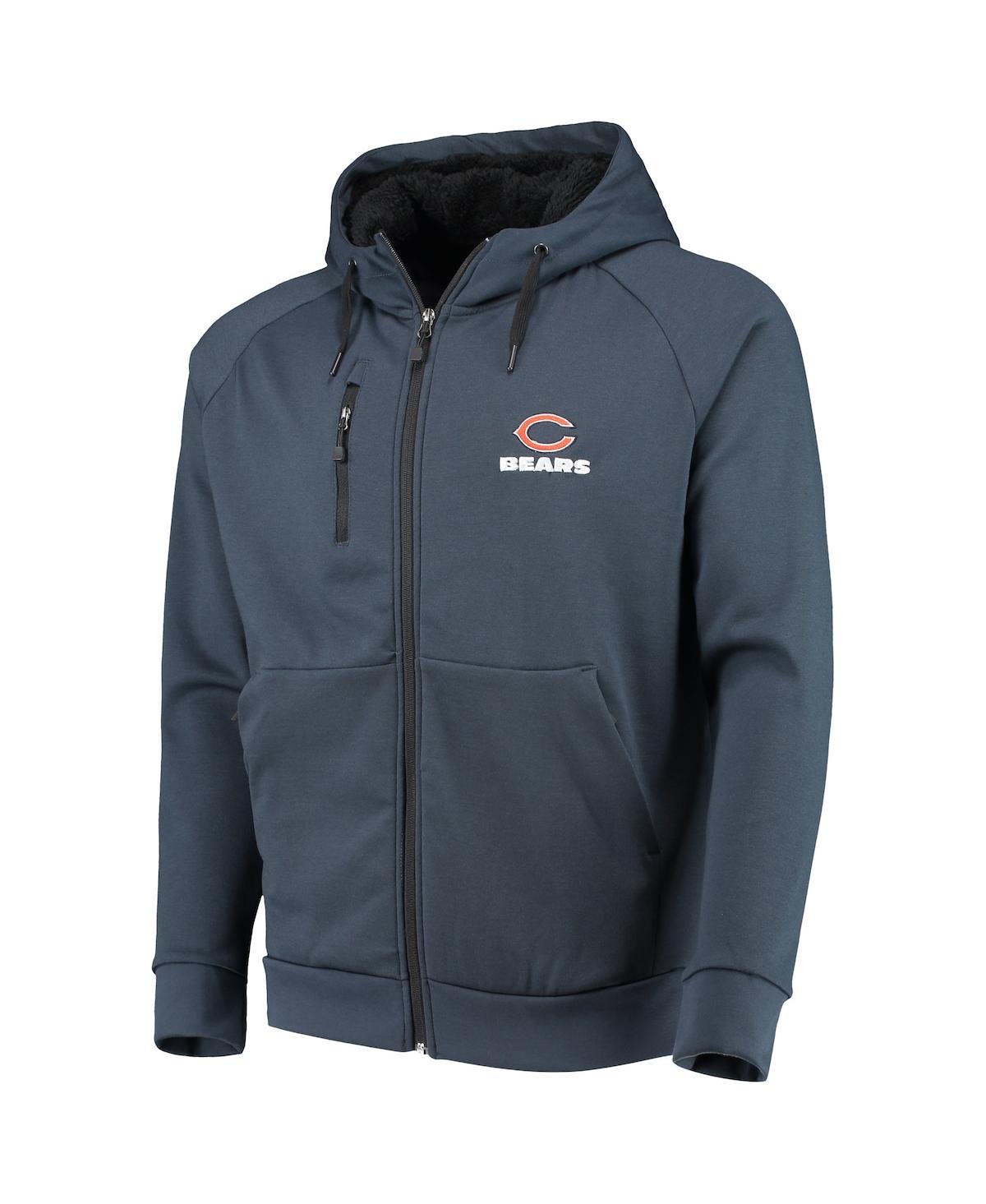 DUNBROOKE MEN'S DUNBROOKE NAVY CHICAGO BEARS SHAG TRI-BLEND FULL-ZIP RAGLAN HOODIE 