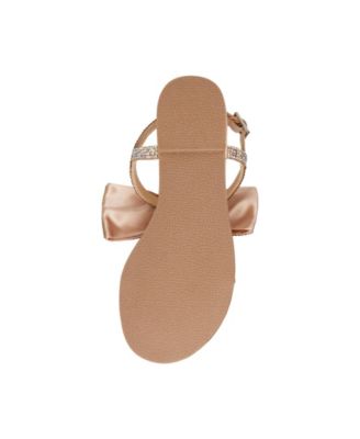 Little and Big Girls Sasha T-strap Sandals with Bow Detail