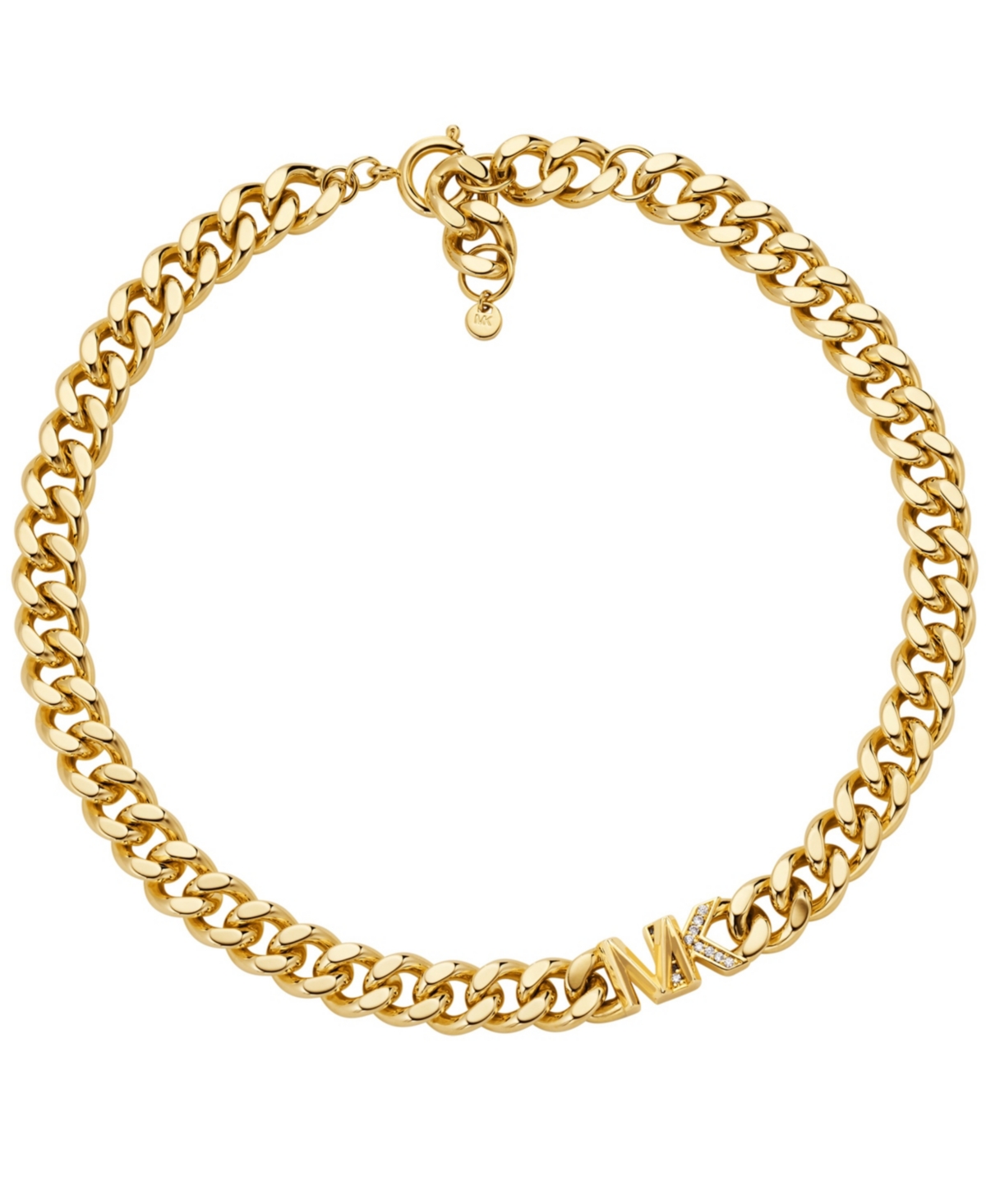 Shop Michael Kors Women's Statement Link Necklace 14k Gold Plated Brass With Clear Stones In Gold Tone