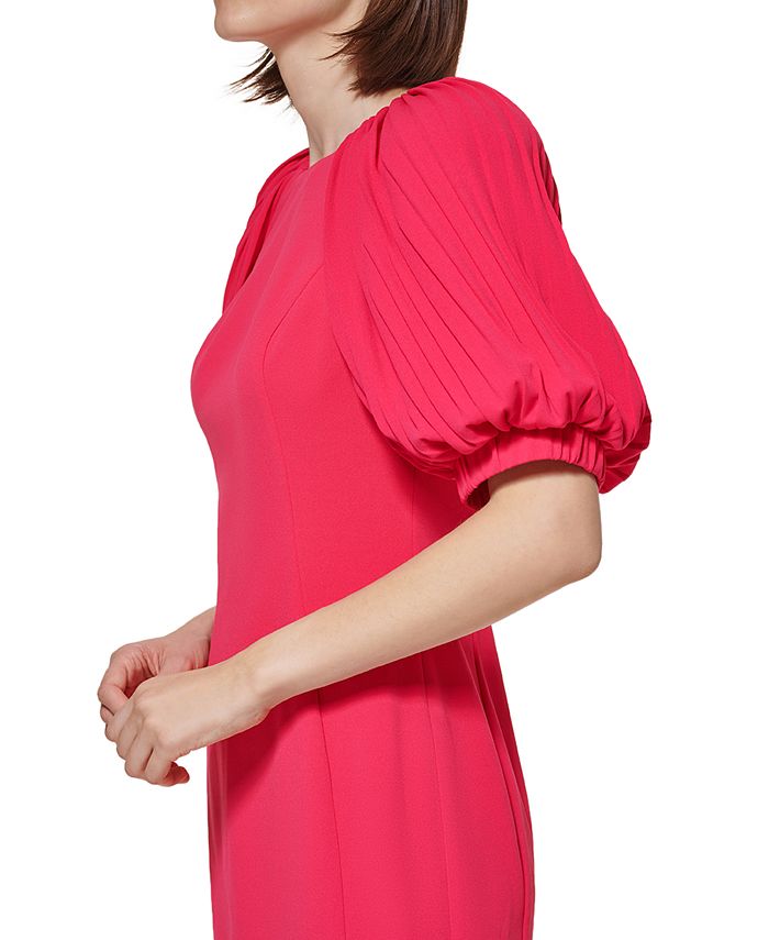 Calvin Klein Pleated Puff-Sleeve Sheath Dress & Reviews - Dresses - Women -  Macy's
