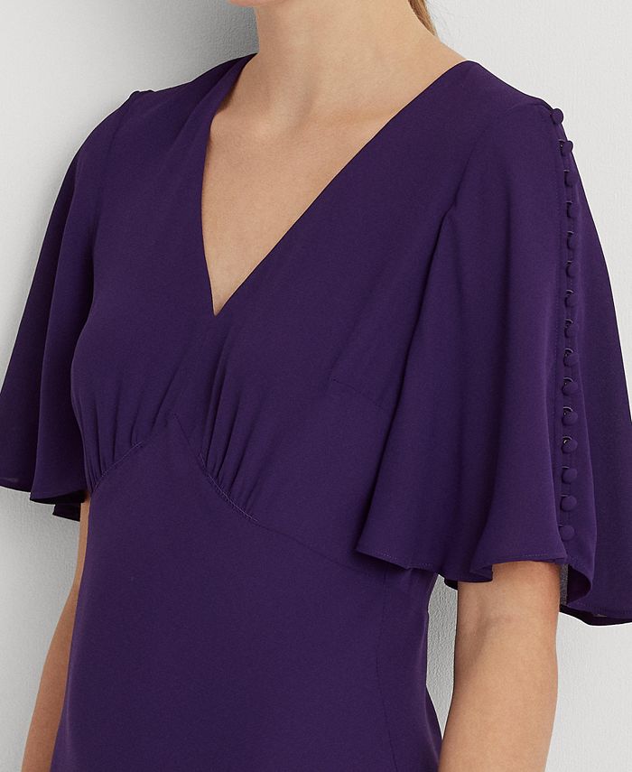 Ralph Lauren Women's Flutter Sleeve Georgette Dress Red Size 14