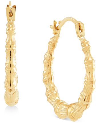 Macy s Textured Bamboo Look Small Hoop Earrings in 10k Gold 5 8