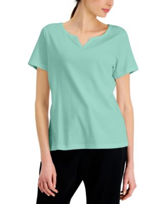 Karen Scott - Cotton Split-Neck Top