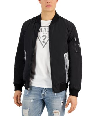 guess bomber jacket black and white