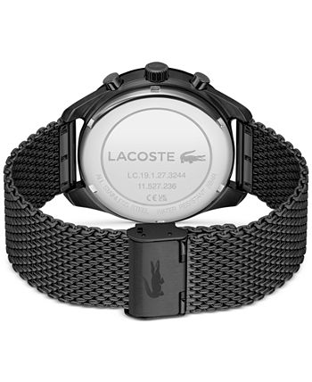 Lacoste - Men's Chronograph Boston Black-Tone Stainless Steel Mesh Bracelet Watch 42mm