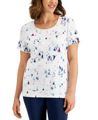 Karen Scott - Women's Sail Specks Printed Top