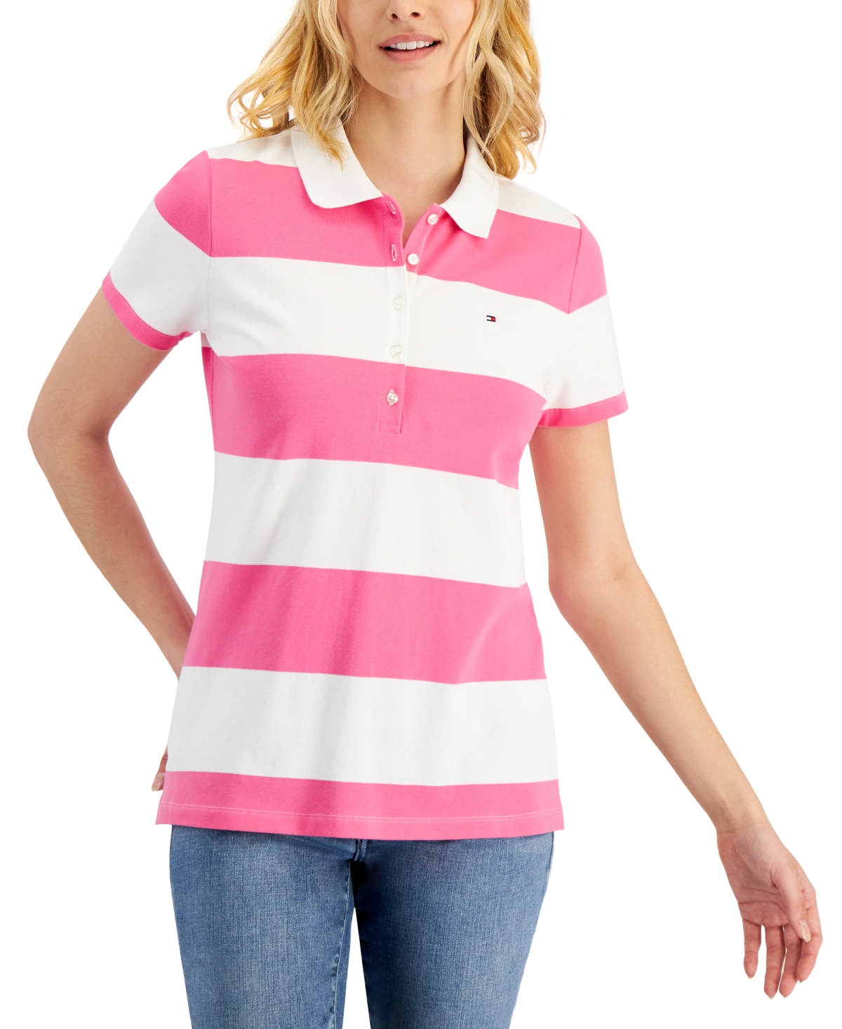 Tommy Hilfiger Women's Striped Pique Polo Shirt Combo |
