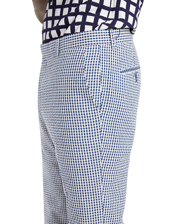 Paisley & Gray Men's SlimFit Navy/White Gingham Check Suit Separate