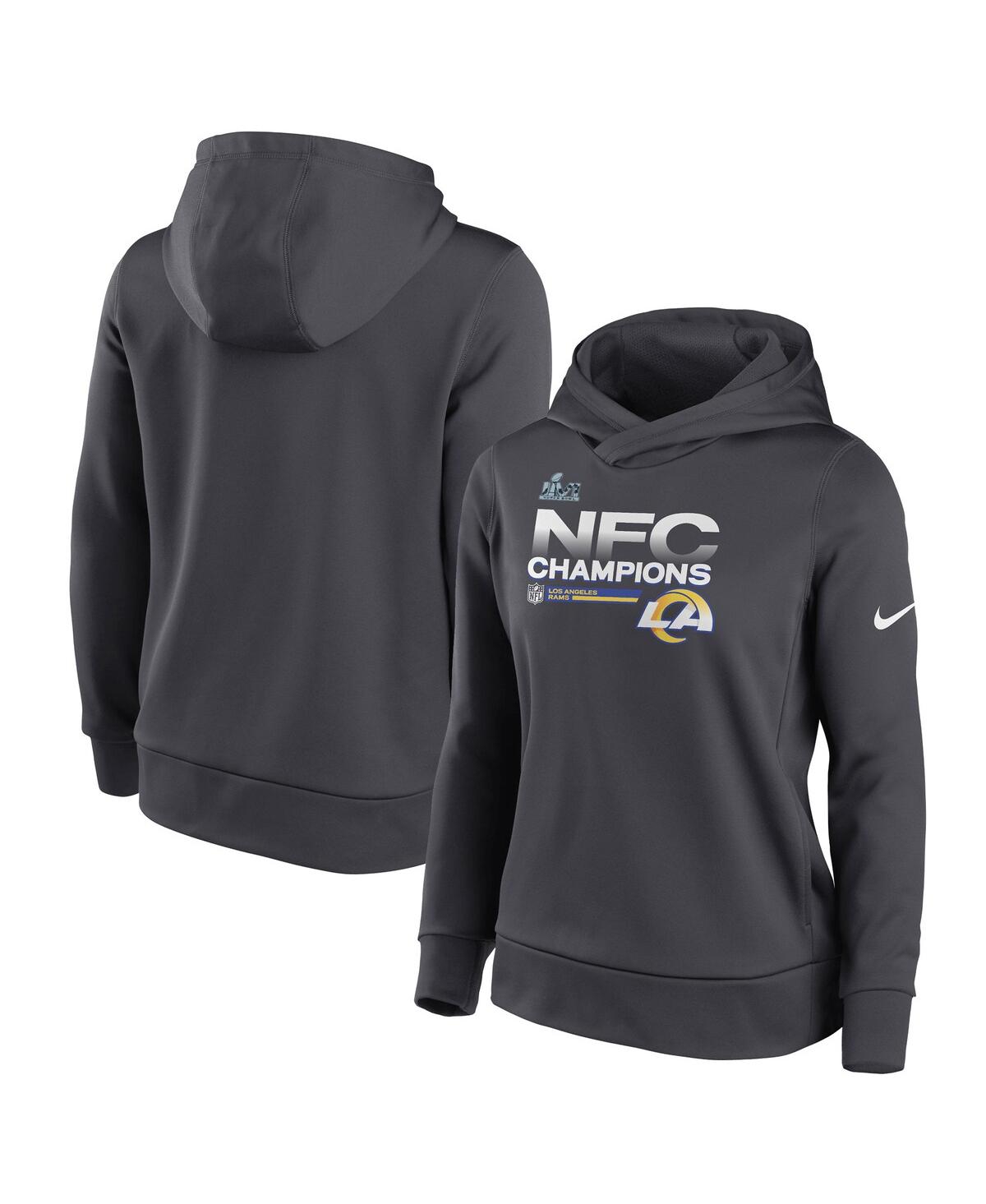 Women's NikeLos Angeles Rams 2021 Nfc Champions Locker Room Trophy Collection Pullover Hoodie - Anthracite
