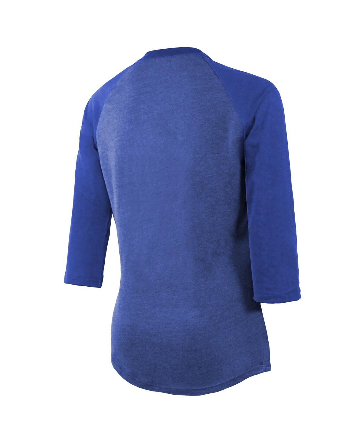 Women's Majestic ThreadsLos Angeles Rams Super Bowl Lvi Bound Hollywood Tri-Blend 3/4-Sleeve T-shirt - Heathered Royal