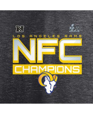 Women's Charcoal Los Angeles Rams 2021 NFC Champions Iconic Slant V-Neck Long Sleeve T-shirt