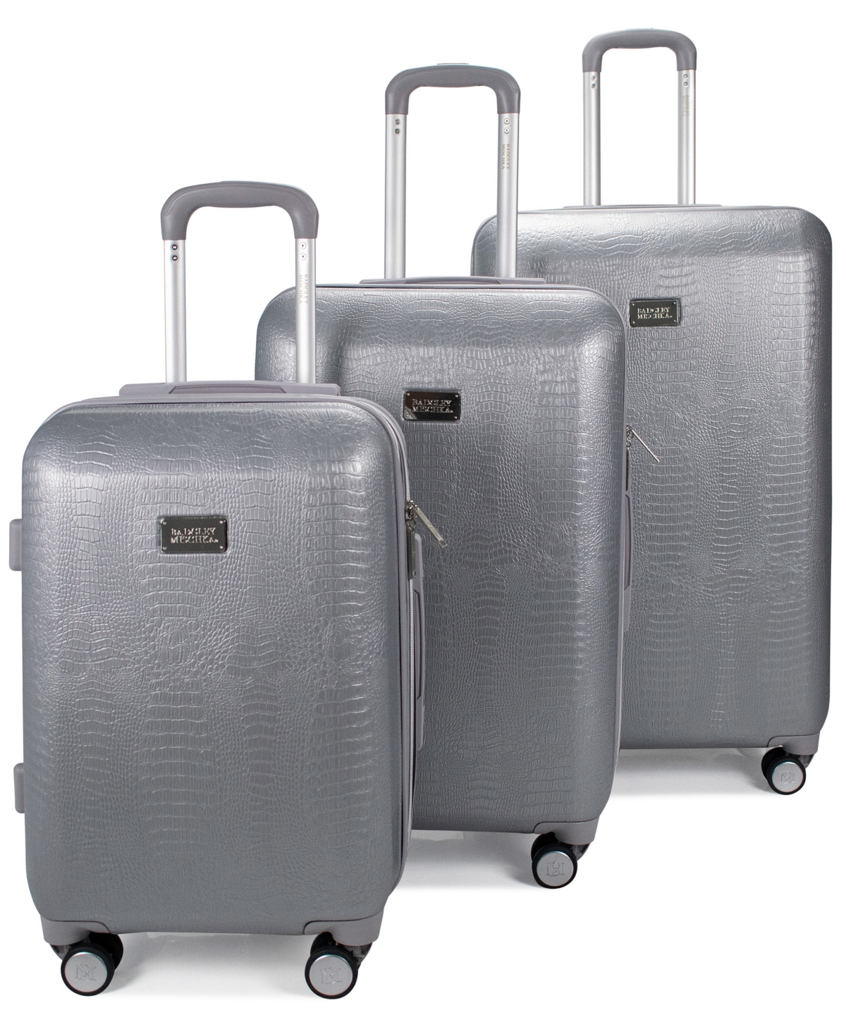 Snakeskin Expandable Luggage Set, 3 Piece - Silver-Tone