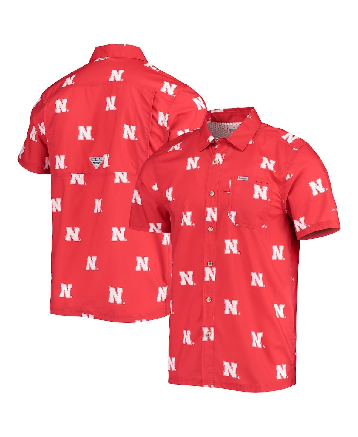 Men's Scarlet Nebraska Huskers Super Slack Tide Omni-Shade Button-Up Shirt - Scarlet