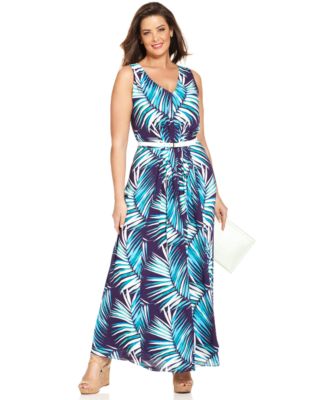 Anne Klein Plus Size Tropical-Print Maxi Dress - Dresses - Women - Macy's