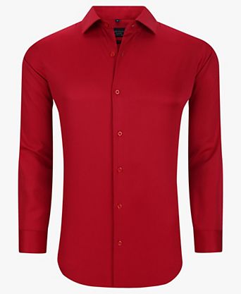 red dress shirt for men Hfyihgf Men's Muscle Fit Shirts Wrinkle-Free Solid Long Sleeve Formal Business Casual Button Down Shirt(Red,M) Look dapper in this mens red satin dress shirt at your upcoming formal event Men's Red Dress Shirts |