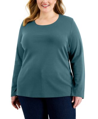 Karen Scott - Plus Size Long Sleeve Top