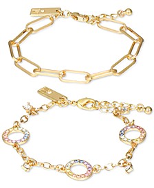 INC International Concept Gold-Tone 2-Pc. Set Pavé Ring & Chain Link Bracelets, Created for Macy's