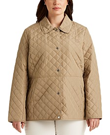 Women's Plus Size Snap Collar Quilted Coat, Created for Macys