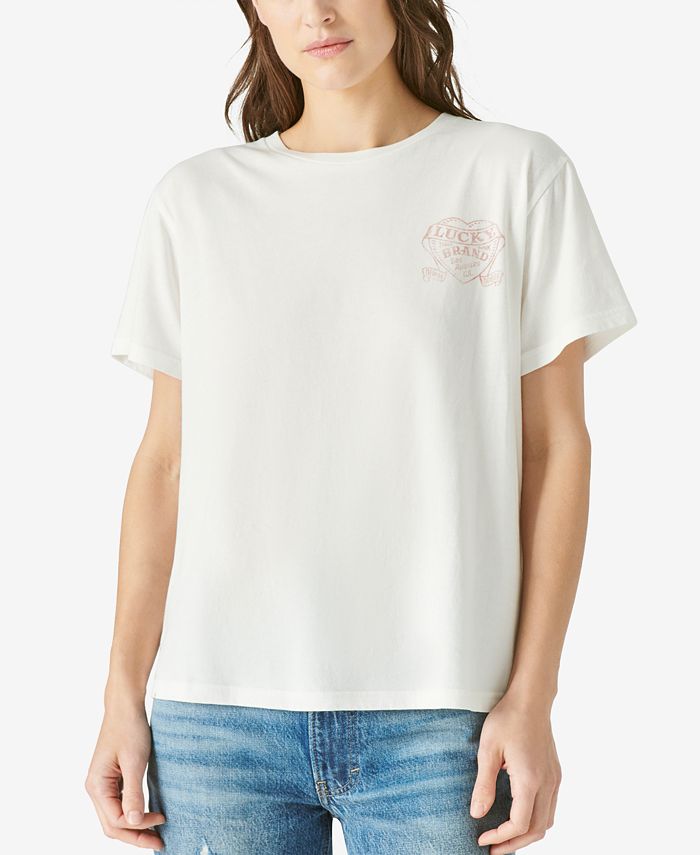 Lucky Brand Heart-Print T-Shirt - Macy's