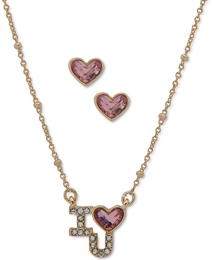 Three-Tone Hearts Necklace and Earrings
