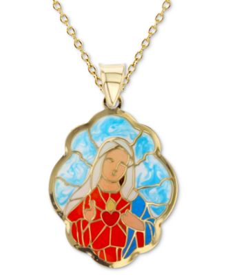 Macy's - Enamel Mary 18" Pendant Necklace in 14k Gold