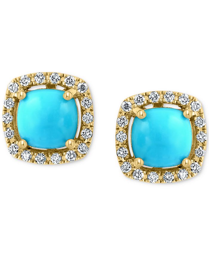 EFFY Collection EFFY® Turquoise & Diamond (1/5 ct. t.w.) Stud Earrings ...