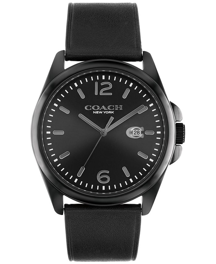 COACH - Men's Greyson Black Leather Strap Watch 41mm