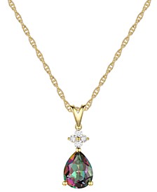 Mystic Topaz (2 ct. t.w.) & Diamond (1/10 ct. t.w.) Teardrop 18" Pendant Necklace in 14k Gold