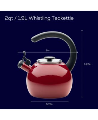 Enamel on Steel 2-Qt. Whistling Teakettle with Flip-Up Spout