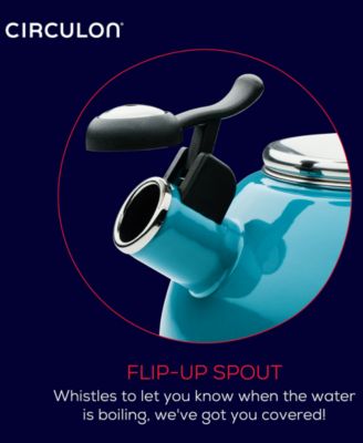 Enamel on Steel 2-Qt. Whistling Teakettle with Flip-Up Spout
