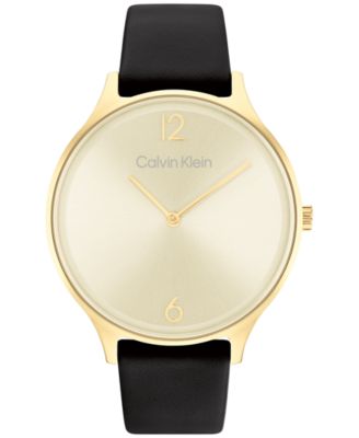 Calvin Klein - Women's Black Leather Strap Watch 38mm