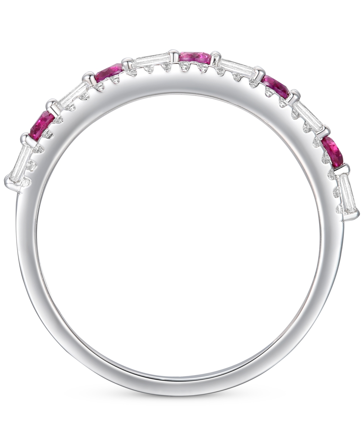 Lab-Grown Sapphire (3/8 ct. t.w.) & Lab-Grown White Sapphire (1/2 ct. t.w.) Stacking Band in Sterling Silver (Also in Lab-Grown Emerald & Lab-Grown Ru