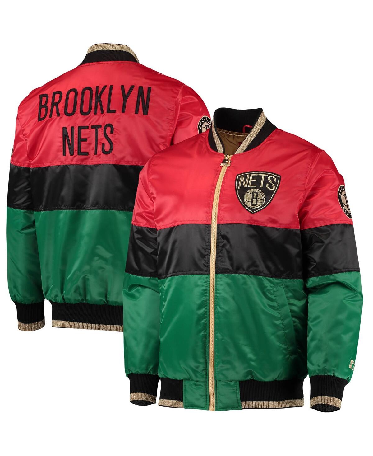 Starter Men's  Red And Black And Green Brooklyn Nets Black History Month Nba 75th Anniversary Full-zi In Red,black,green
