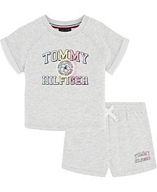 Toddler Girls Fleece Heather Logo Shorts Set, 2 Piece