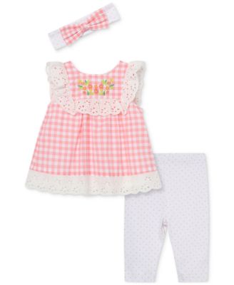 Little Me - Baby Girls Gingham Eyelet Top & Pants Set