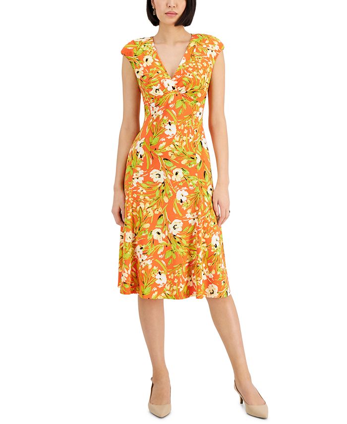Kasper A-Line Floral Midi Dress & Reviews - Dresses - Women - Macy's