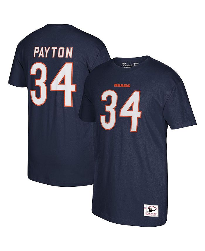 Men's Mitchell & Ness Walter Payton Navy Chicago Bears Retired Player Logo  Name & Number T-Shirt