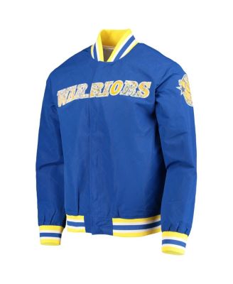 Men's Golden State Warriors Royal Hardwood Classics 75th Anniversary Authentic Warmup Full-Snap Jacket