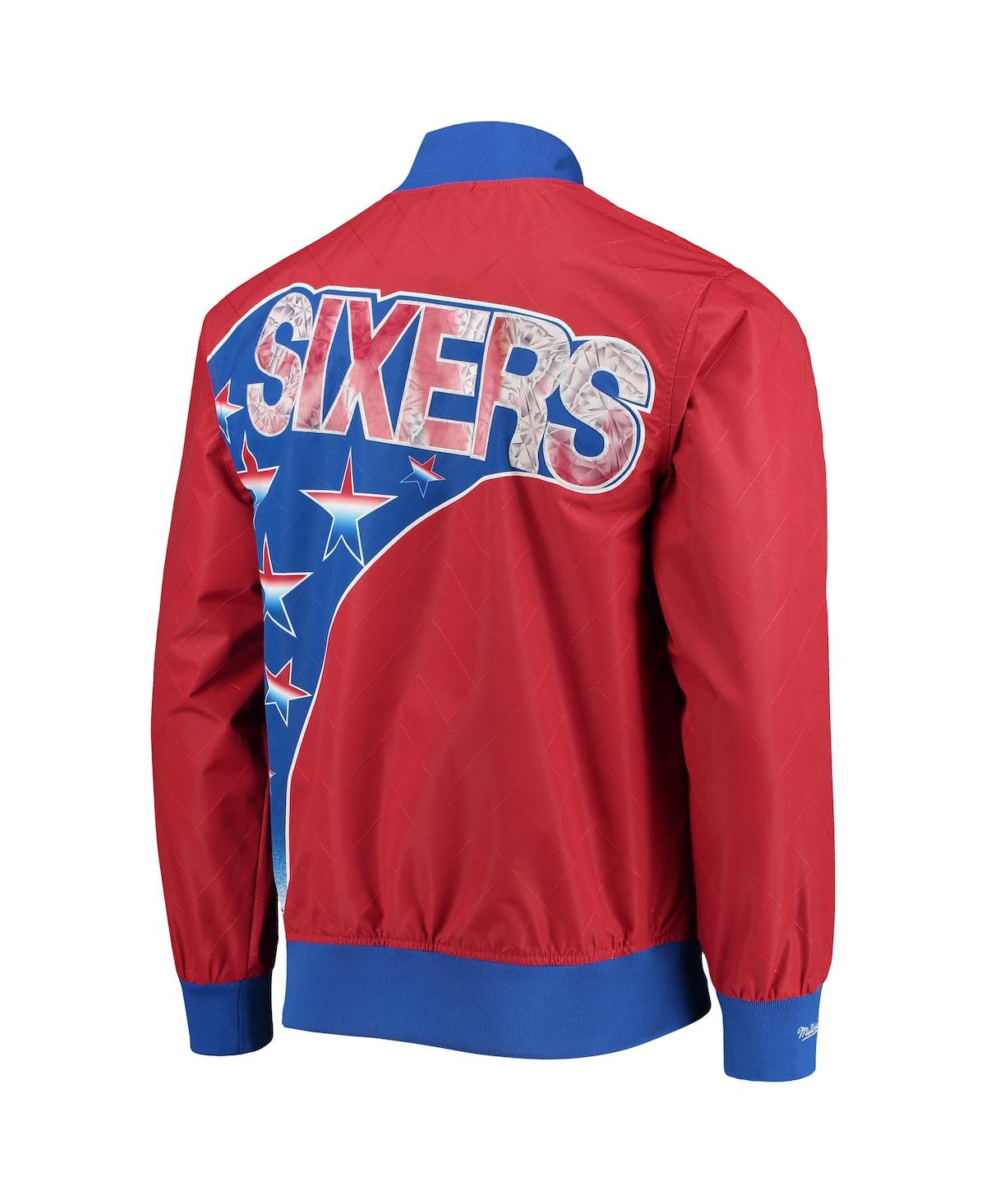 Men's Philadelphia 76ErsMitchell & Ness Hardwood Classics 75th Anniversary Authentic Warmup Full-Snap Jacket - Red