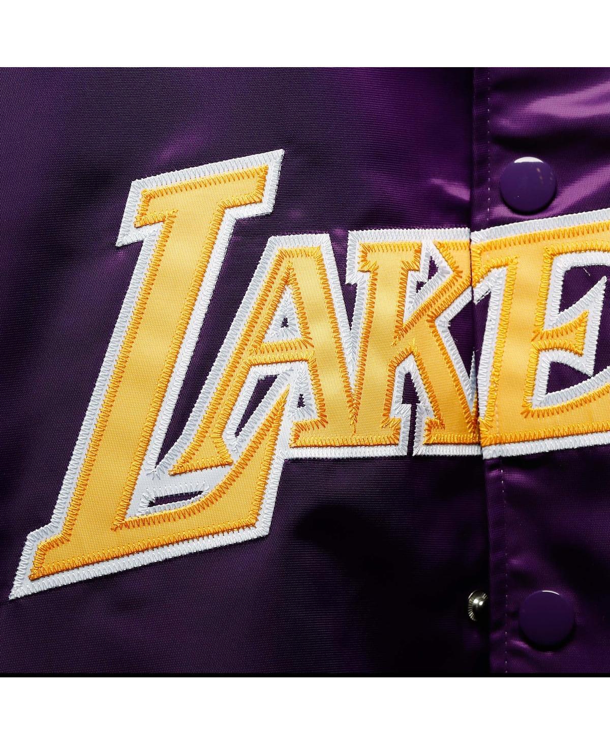 Men's Mitchell & NessLos Angeles Lakers Big and Tall Hardwood Classics Raglan Satin Full-Snap Jacket - Purple